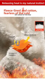 Detailed view of the thermal fleece lining and multi-layer warm insulation of the winter coat