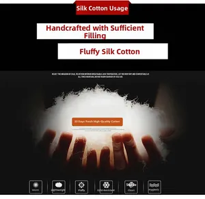 Detail showing white fluffy silk cotton insulation with lightweight thermal properties