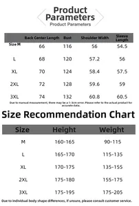 Size chart for American vintage PU leather jacket detailing chest and shoulder measurements