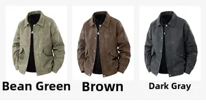 Detailed views of vintage PU leather jackets in sage green, brown, and dark grey colors