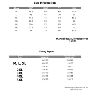 Detailed size chart with shoulder, chest, and length measurements for men's fashion jacket