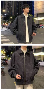Detail of dark grey camo casual outdoor jacket with full zip and shirt collar