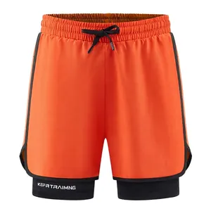 Men Double Layer Sports Shorts Quick Dry Running Training Fitness Bottoms With Inner Phone Pocket Towel Loop Athletic Pants