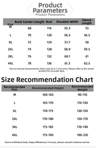 Detailed size chart for men's hooded jacket with height and weight recommendations