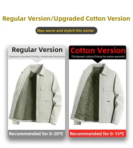 Detail of diamond quilted men jacket showing standard vs padded lining options