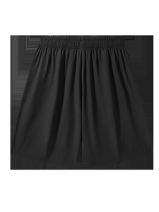 Close-up of black quick-dry fabric texture and elastic waistband on men sports shorts