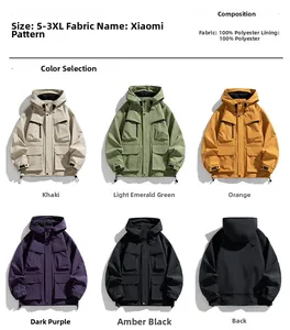 Detailed chart showing colors and sizes of water-resistant hooded work jackets