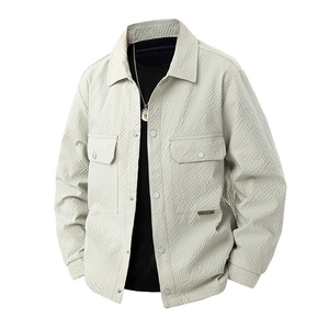 Men's Retro Waffle Knit Jacket Slim Fit Lapel Single Breasted Casual Padded Warm Outerwear For Autumn Winter Streetwear