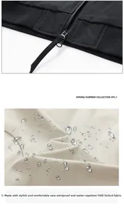 Detailed view of water-repellent T400 oxford fabric on a black baseball collar jacket