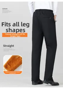 Detail view of men's winter thermal trousers with thick fleece lining for warmth