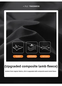 Detail of warm black composite lamb velvet lining with soft fleece and breathable texture