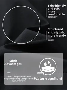 Macro detail of black water-repellent fabric made of 100% polyester for men jacket