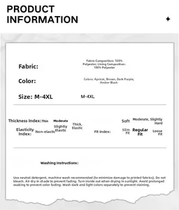 Detailed size guide and fabric specifications for men's polyester utility jacket