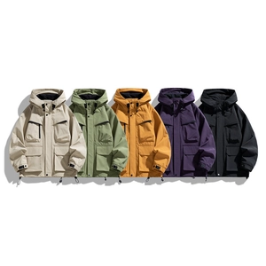 Outdoor mountain functional hooded jacket with multiple pockets in five colors