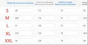 Guide des tailles pour sweat à capuche avec mesures des épaules, de la poitrine et des manches