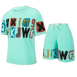 Tenue de Sport Décontractée pour Hommes en Mesh Respirant T-Shirt à Manches Courtes et Short à Cordon de Serrage Imprimé Lettres Graffiti Streetwear Été Vêtements Adolescents