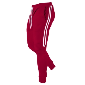 Pantalon de jogging bordeaux pour homme avec bandes blanches et cordon de serrage