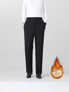 Men's Thickened Fleece Lined Thermal Pants Winter High Waist Straight Leg Casual Trousers Warm Windproof Men Clothing