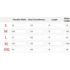 Tableau des tailles pour sweat à capuche camouflage homme avec mesures du S au XXL