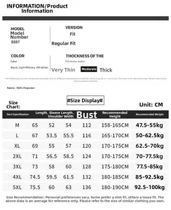 Size chart for vintage sports jacket with measurements in cm for sizes M to 5XL