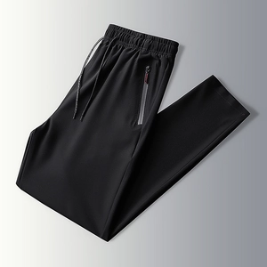 Herren Lässige EisSatin Gerade Hose Dünn Atmungsaktiv Schnell Trocknend Jogginghose Mit Reißverschlusstaschen Sommerhose