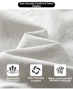 Close-up of white breathable fabric texture showing soft weave and wrinkle resistance