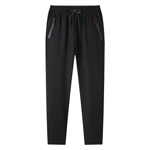 Schwarze Herren-Eisseidenhose mit elastischem Kordelzugbund und Reißverschlusstaschen
