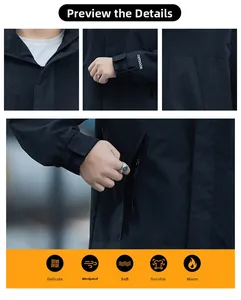Close-up of waterproof outdoor jacket details showing zippers and Velcro cuffs