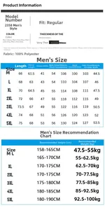 Detailed size chart for men's hooded windbreaker jacket with measurements from M to 5XL