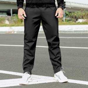 Slim fit men's winter thermal pants in black with thick fleece lining for cold weather