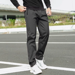 Detail view of men's fleece-lined thermal casual pants with side zipper pockets