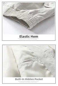 Detail of elastic hem and hidden interior pocket on a vintage American style jacket