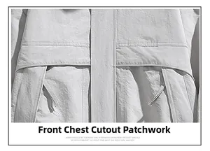 Detail showing the chest hollow stitching and textured fabric of this vintage outdoor jacket