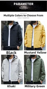 Waterproof outdoor jacket in black, ginger yellow, khaki and army green colors