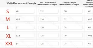 Detailed clothing size chart for camouflage hoodie including S to XXL measurements