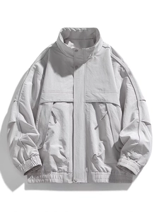 Men's American Vintage Workwear Jacket Waterproof Windproof Outdoor Casual Loose Stand Collar Multi Pocket Fashion Coat