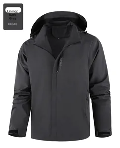 Detail of outdoor jacket with breathable mesh lining and adjustable hood toggle