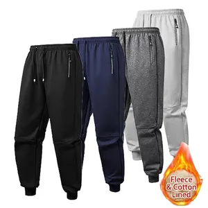 Men's fleece lined jogger pants with drawstring and zip pockets in four colors
