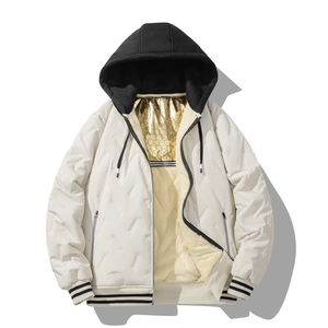 Men's hooded thermal jacket with graphene heat reflective lining and sherpa fleece interior