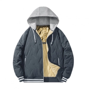 Men's graphene padded jacket with fleece hood and gold heat reflective lining