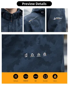 Détails du tissu camouflage bleu à texture alvéolée avec propriétés coupe-vent et chaud