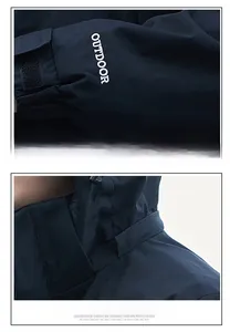 Detail view of adjustable velcro cuffs with outdoor embroidery and detachable hood