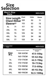 Detailed men's sizing chart for casual hooded jackets featuring measurements from M to 5XL