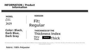 Technical specifications for outdoor windbreaker jacket including 100% polyester fabric info