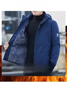 Detail view of winter jacket with thick grey fleece lining and secure zip closure