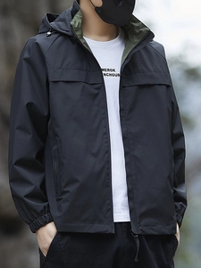 Outdoor Jacket Polyester Waterproof Windproof Hooded Lightweight Windbreaker For Hiking Camping Travel Casual Sport Coat