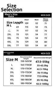 Guide des tailles détaillé pour veste décontractée homme avec mesures de la taille M à 5XL