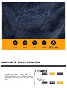 Detail of windproof quilted fleece lining and thermal fabric for winter jacket
