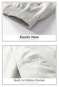 Detailed view of elasticated hem and inner hidden pocket on lightweight outdoor jacket