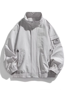 Men Work Jacket Polyester Stand Collar Windproof Waterproof Outdoor Mountaineering Coat Casual Streetwear Sporty Male Outerwear